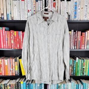 Tasso Elba Gray Casual Button Down Shirt